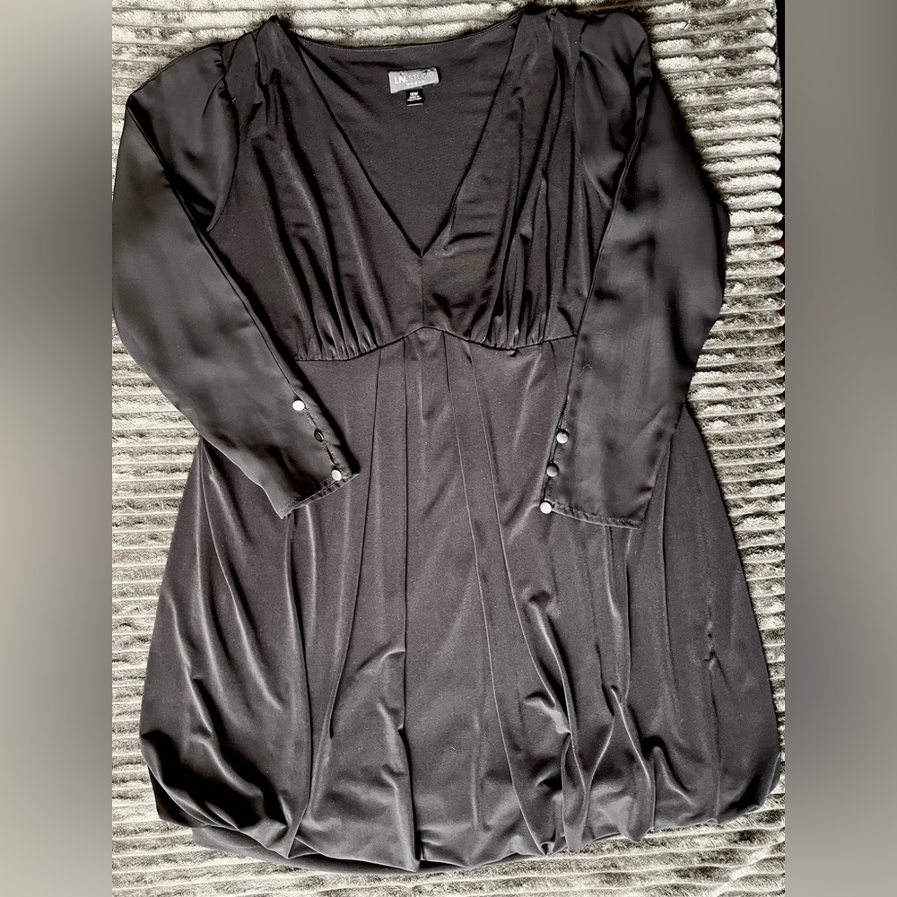 I.N. Studio Black Long Sleeve Dress with Button Accents(sku#15)